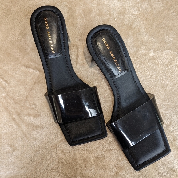 BNWOB Good American Slide Ombre Lucite Block Heels - Picture 3 of 11